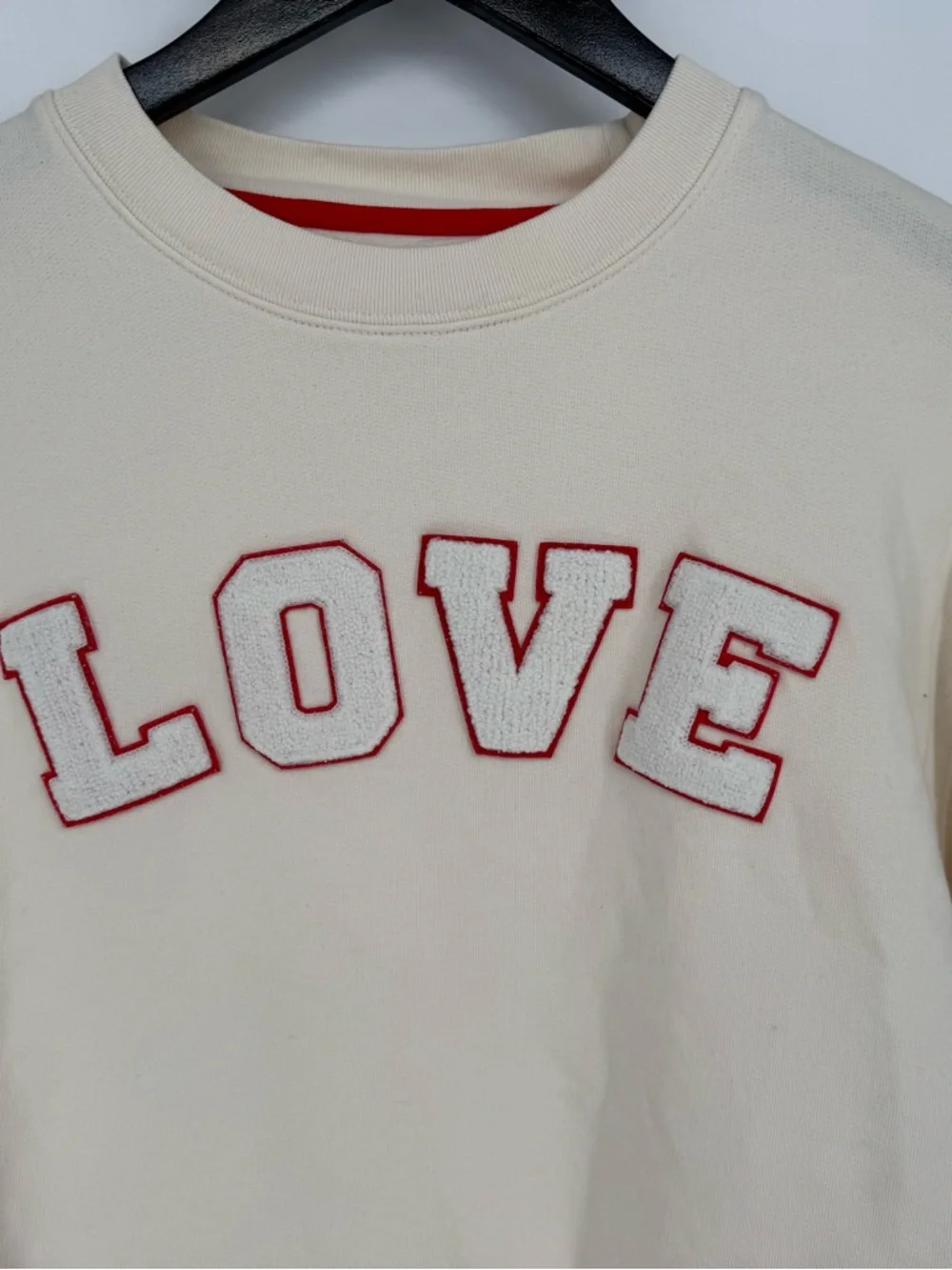 Tory Burch Sport French Terry Varsity Crewneck Sweatshirt LOVE White Medium - Picture 6 of 12